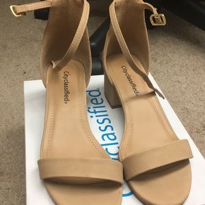 Nude block heel sandals